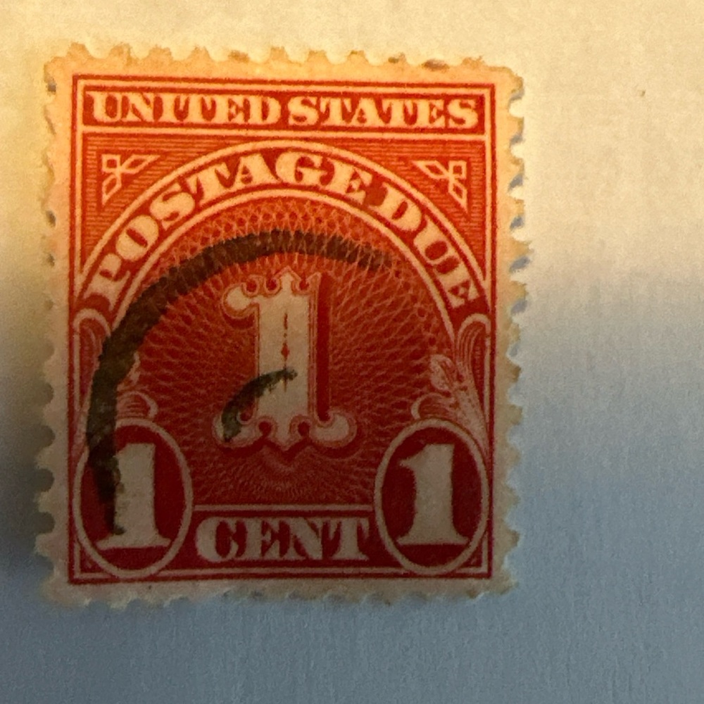 Vintage Red United States Postage Due Stamp